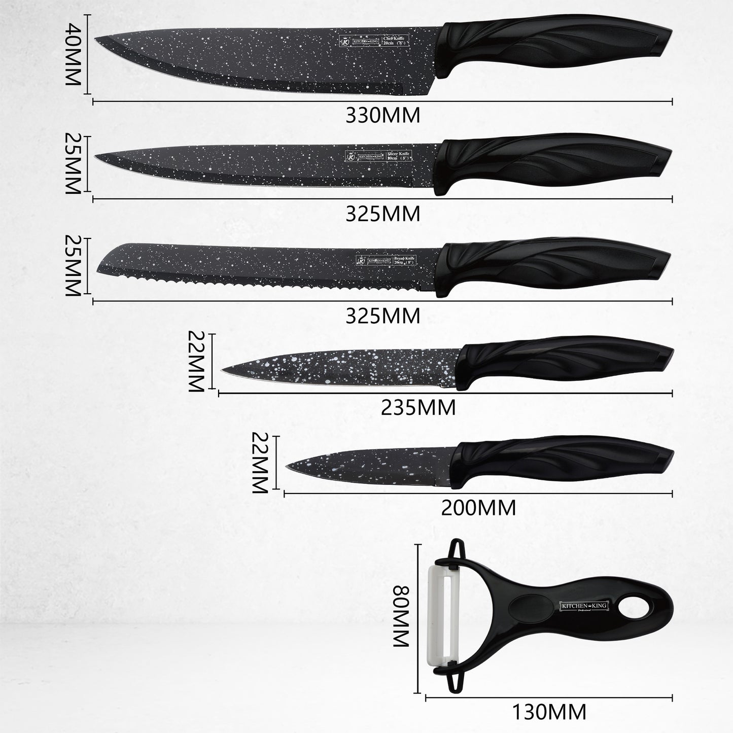 6-Teiliges Messer-Set mit Marmorierter Klinge