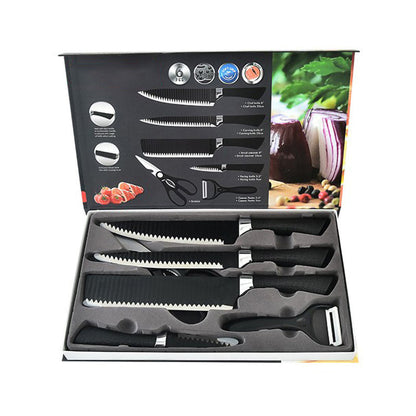 6-Teiliges Obstmesser-Set  Schwarz-Silber