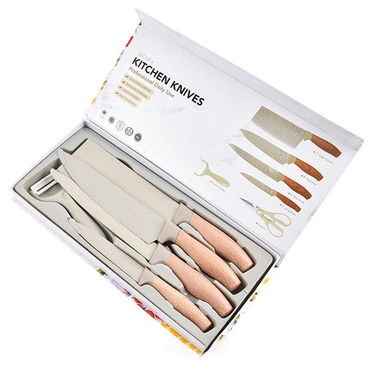 6-Teiliges Messerset in Beige