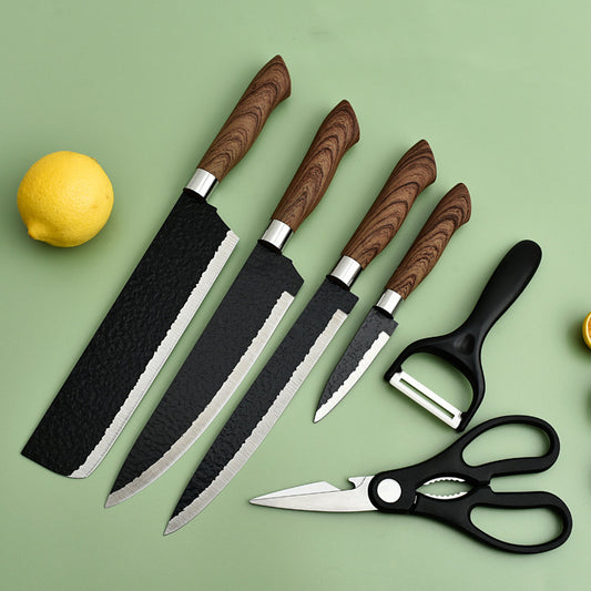 6-Teiliges Kochmesser-Set mit Holzoptikgriff