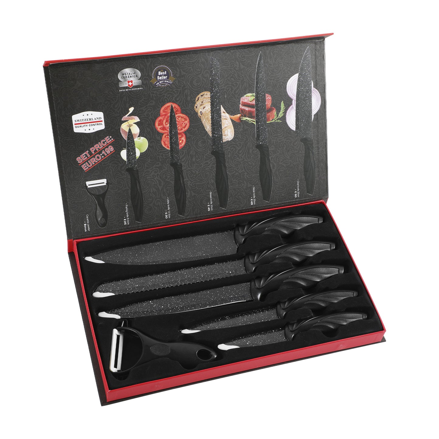 6-Teiliges Messer-Set mit Marmorierter Klinge